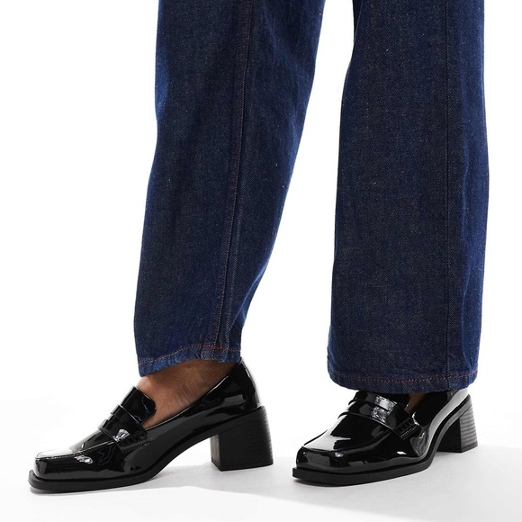 ASOS DESIGN Stanford smart mid heeled loafers in black size 4 - Picture 3 of 13